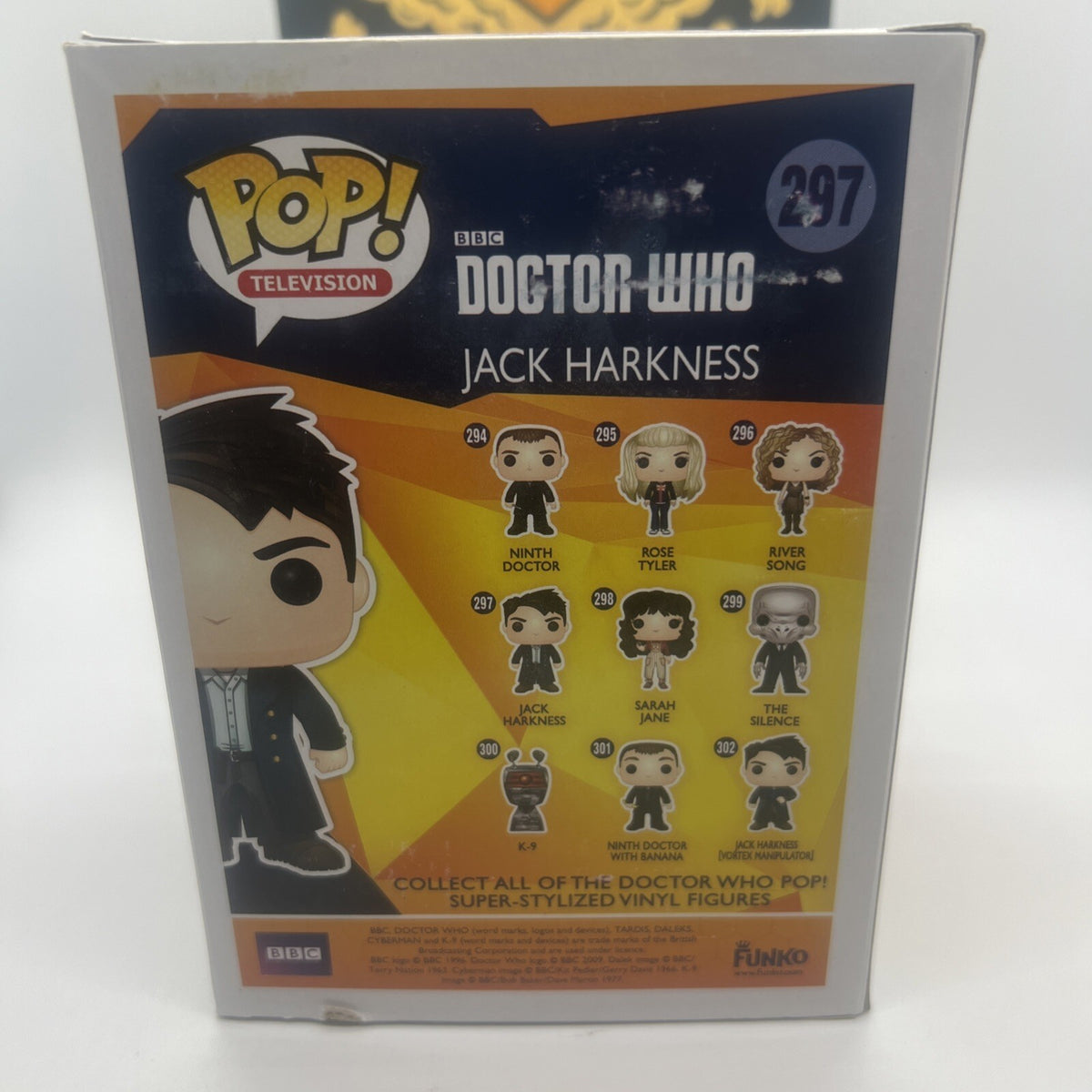 *Vaulted* Doctor Who: JACK HARKNESS #297 Funko Pop! Box Not Mint w/Protector!!!