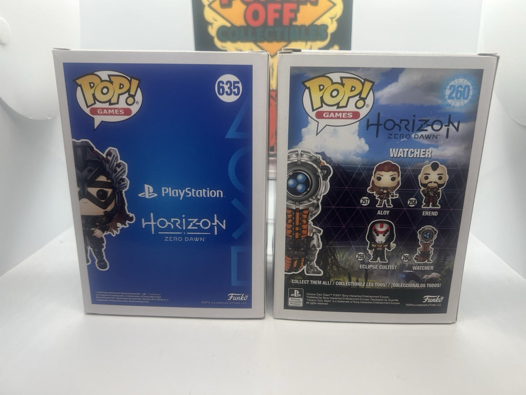 *Rare* Horizon Zero Dawn: Aloy(w/Stalwart Armor) #635 & Watcher #260 Funko Pops