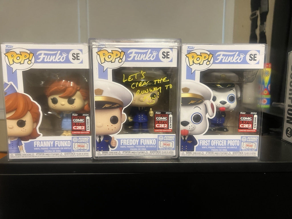 Freddy(Signed/Doodled By Mike Becker), Franny & First Officer Proto C2E2 2024