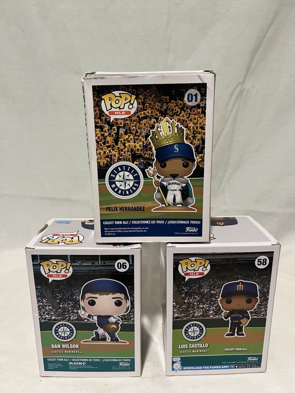 Seattle Mariners: King Felix #01 Dan Wilson #06 & Luis Castillo #58 Funko Pops