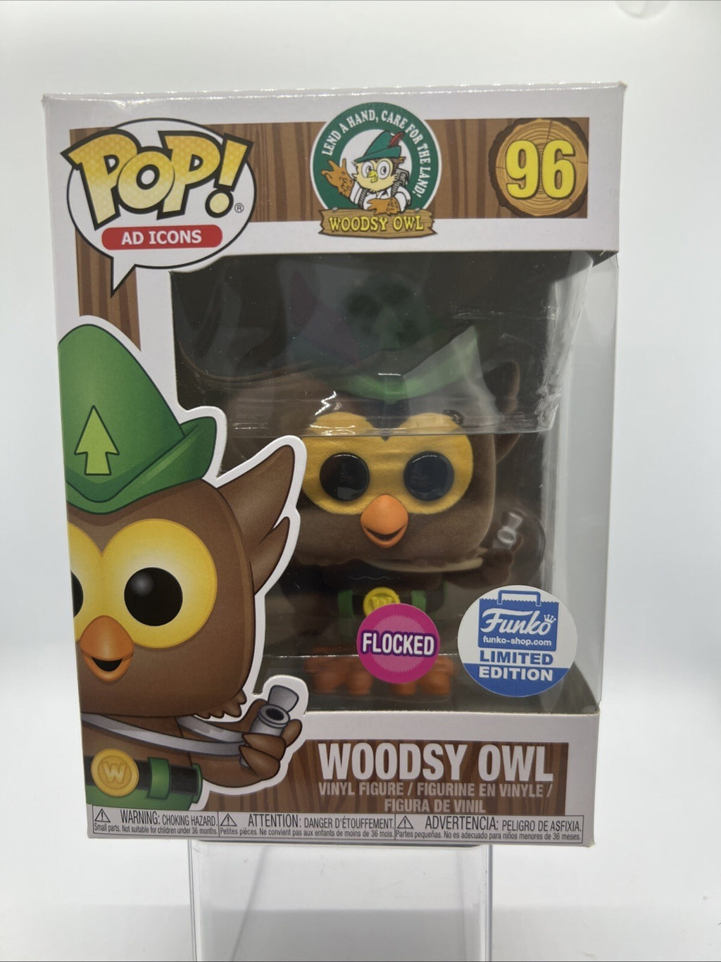 *Vaulted* Funko: Woodsy Owl #96 Funko Pop! Funko Shop Flocked w/Protector!!!