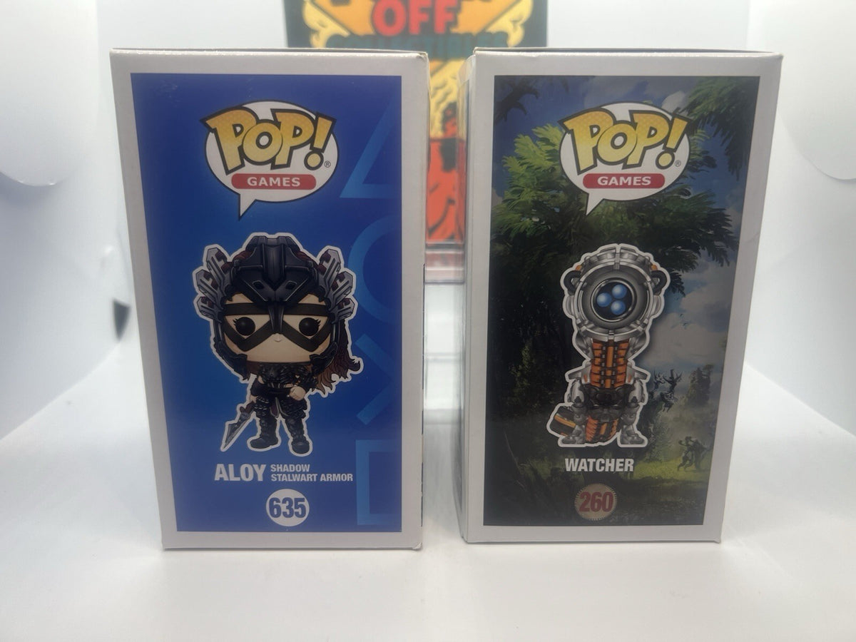 *Rare* Horizon Zero Dawn: Aloy(w/Stalwart Armor) #635 & Watcher #260 Funko Pops