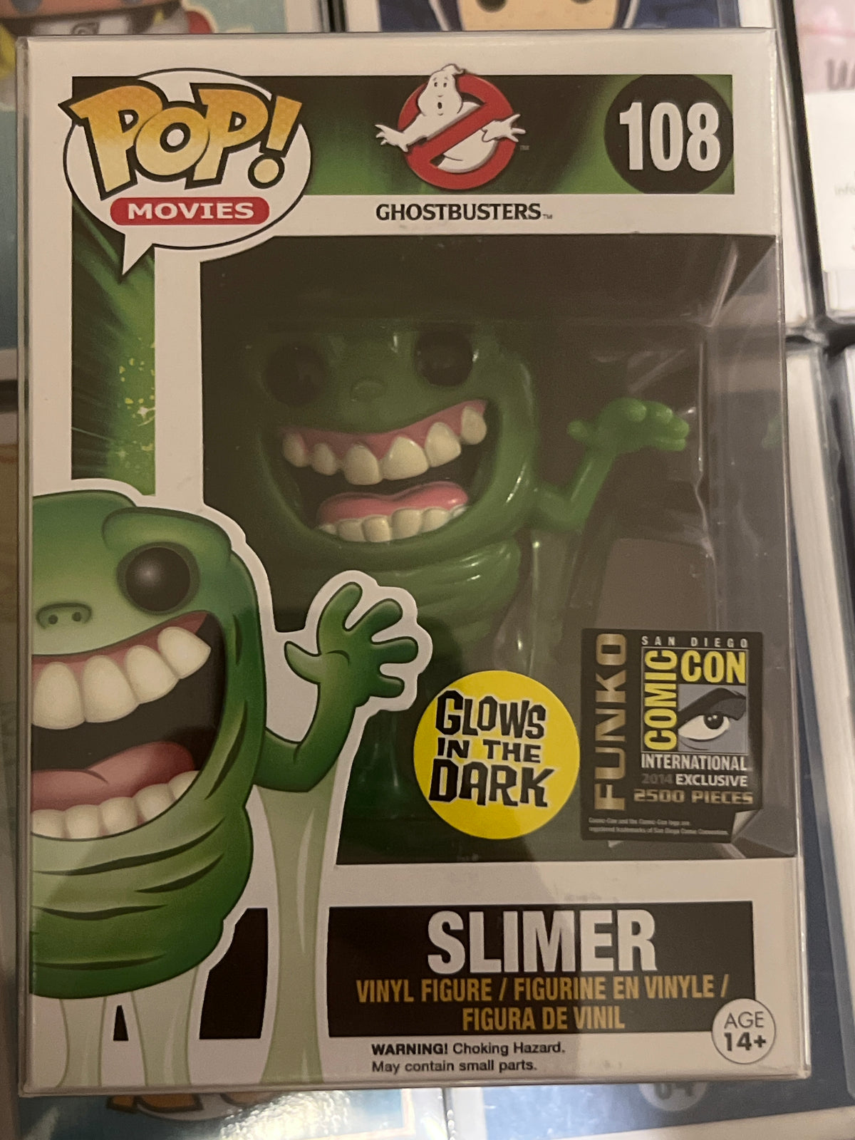 Ghostbusters: Slimer(Glow) #108 Funko Pop! Official San Diego Comic Con
