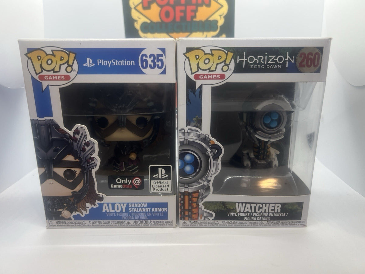 *Rare* Horizon Zero Dawn: Aloy(w/Stalwart Armor) #635 & Watcher #260 Funko Pops