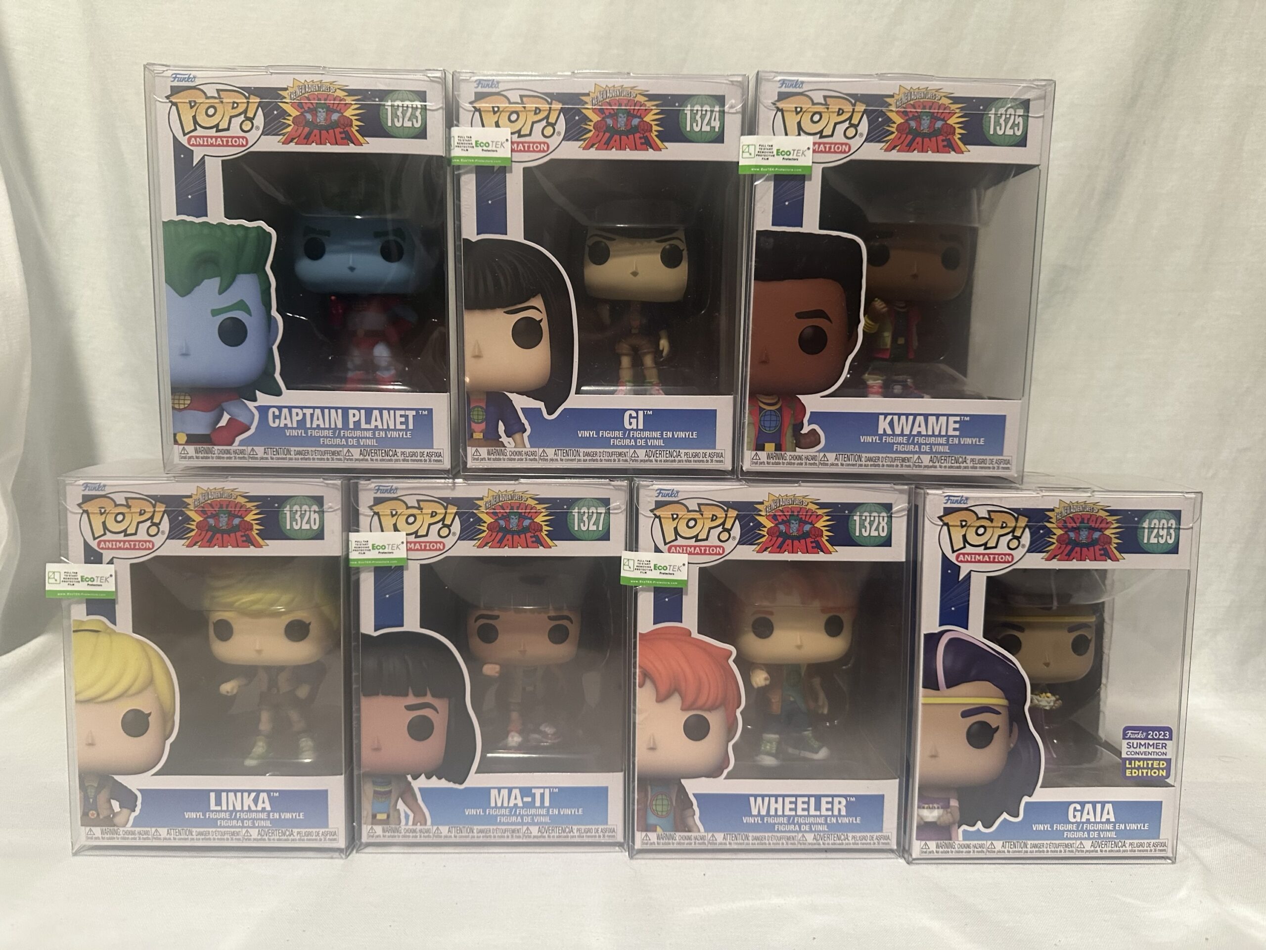 *Complete* The New Adventures Of Captain Planet SET OF 7 Funko Pops w/Protectors